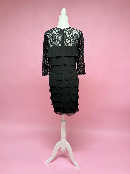 Alex Evenings Black Lace Tiered Cocktail Dress - Picture 6 of 8